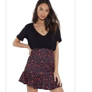 Heart Print Flippy Hem Mini Skirt Valentine's Day